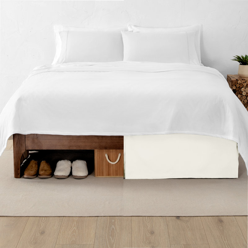 Jupe de lit plissée 15 po sur mesure, Simple, Crème