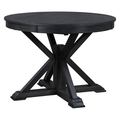 Retro Functional Extendable Dining Table With A 12" Leaf For Dining Room And Living Room