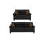 Ensemble de canapé en cuir retravaillé noir 2 pièces pour canapé et causeuse