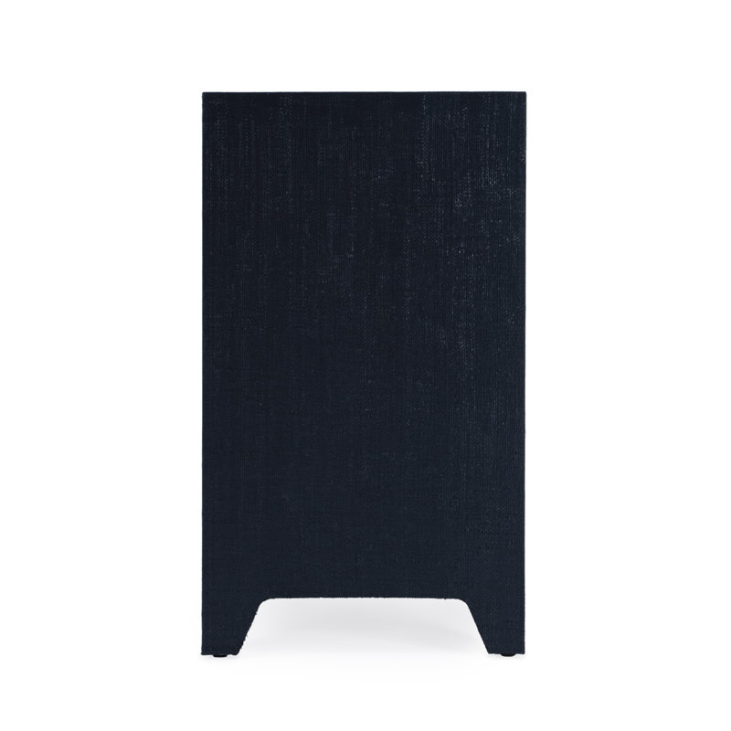 Bar Harbor Raffia 1 Drawer Nightstand, Navy Blue