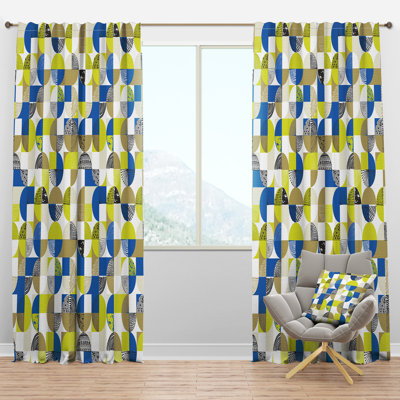 Circular Retro Design I - Mid-Century Curtain - Velvet Room darkening - 1 panel