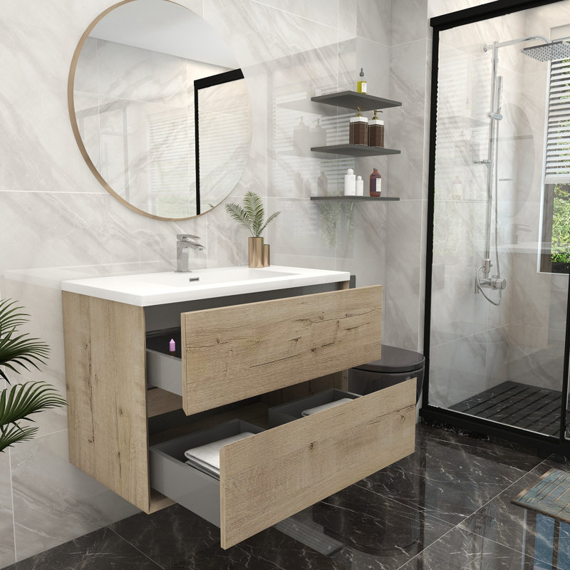 Ensemble de meuble-lavabo simple 36 po, Chêne blanc