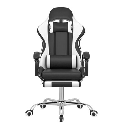 Fauteuil de jeu avec repose-pieds et support vidéo lombaire confortable pour salle de jeux