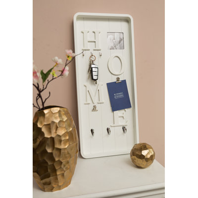 Solid Wood Wall Organizer with Key Hooks