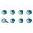 Set of Eight Aqua And White Floral Ceramic Drawer Pull Knobs