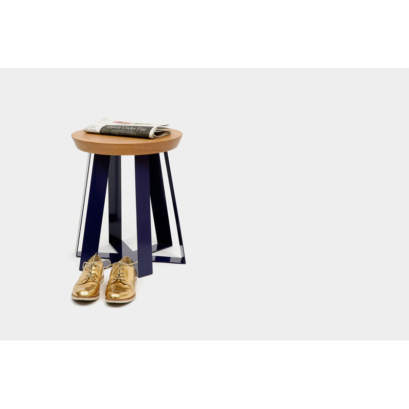 ARS Solid Wood Accent Stool, Purple, Oak