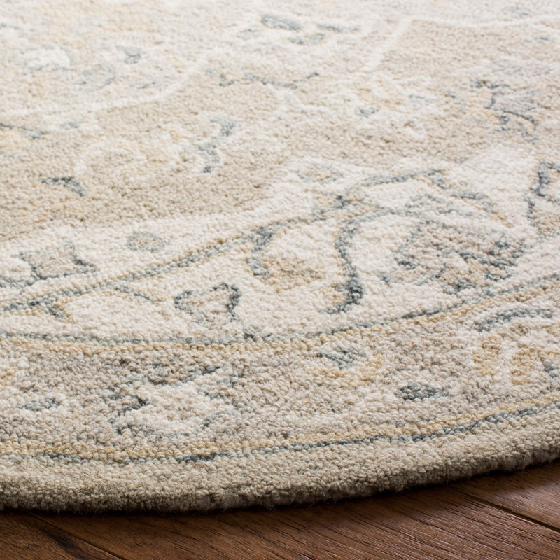Tapis oriental en laine et coton touffeté à la main avec latex, Rond 3 pi