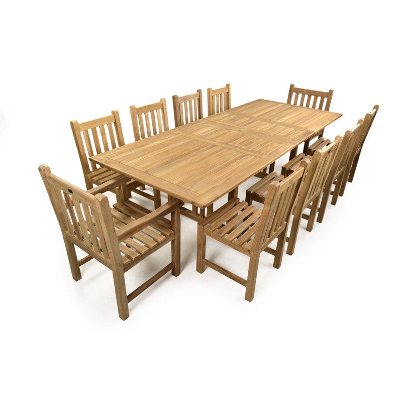 Sturbridge 10 - Person Teak Wood Patio Dining Set with Extendable Rectangular Table