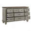 Ensemble de mobilier de chambre à coucher neuf tiroirs à finition grise et brune antique 1pc