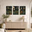 Ensemble de 3 toiles murales représentant des plantes succulentes et des lunes lumineuses sur fond sombre-375535632