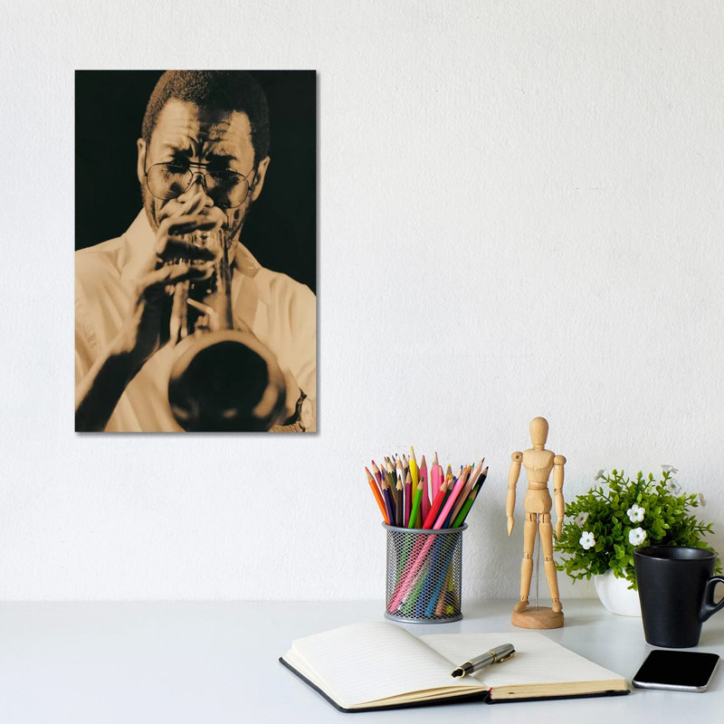 Jazz Trumpet Player Vintage by Unknown Artist - Wrapped Canvas Print, 20.32 cm H x 30.48 cm W