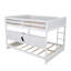 Lit superposé grand sur grand avec tablettes de rangement intégrées et station de charge, lit superposé simple en bois de pin massif avec garde-corps et échelle, blanc
