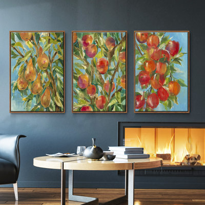«In A Pear Tree», ensemble de 3 reproductions encadrées prêtes à accrocher encadrées sur toile