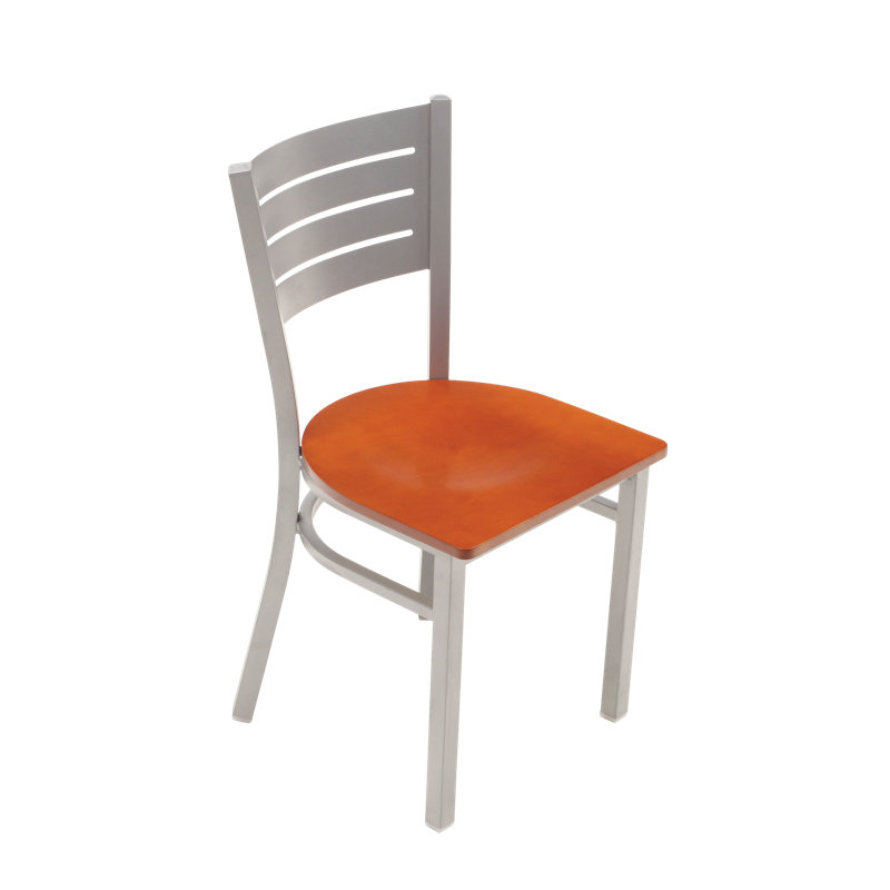 Café Chair - Seat Height 18.25"H , Silver/Orange