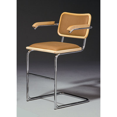 Marcel Breuer Upholstered Counter Stool with Metal Frame