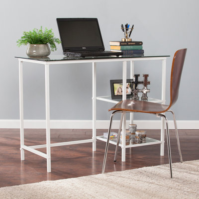 Bureau étudiant en métal / verre - blanc
