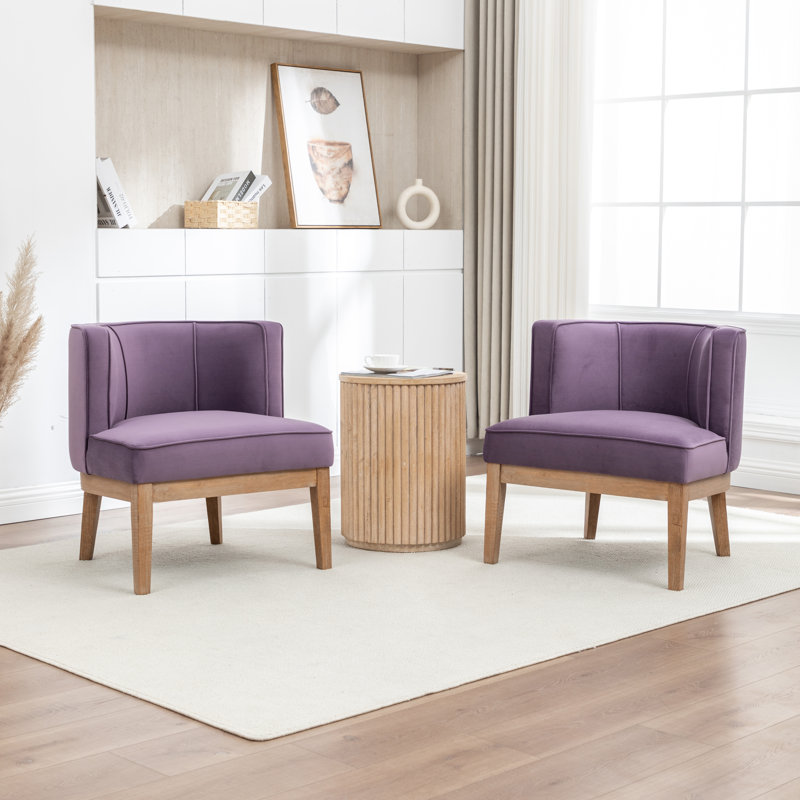 Fauteuil demi-tonneau Karoll, Velours mauve, 2