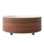 Table basse ronde 29,5 po moderne avec plateau en pierre frittée à motif marbré, 2 tiroirs, roulettes, mobile, facile à assembler-1377866559
