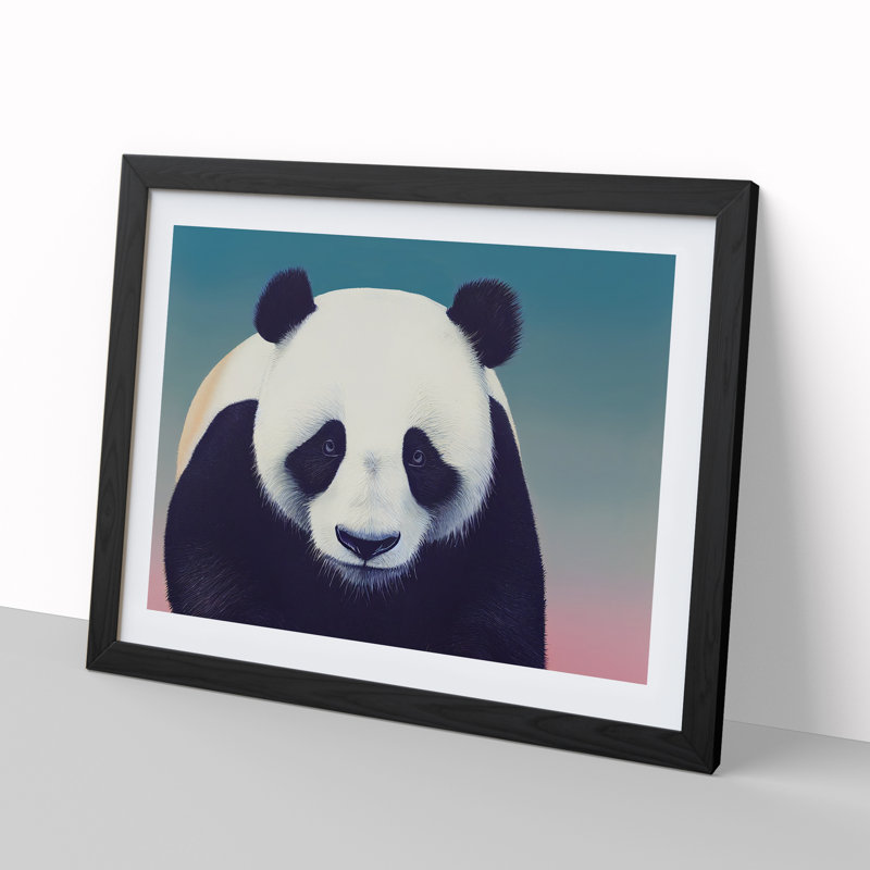 Artsy Panda - Single Picture Frame Print, 34cm H x 46cm W , Black
