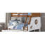 Lit superposé simple au-dessus d'un lit double de style moderne moderne avec rails en échelle attachés et structure de joint verrouillable pour lit supérieur au fini chêne sécuritaire Lit inférieur au fini blanc-1366863750