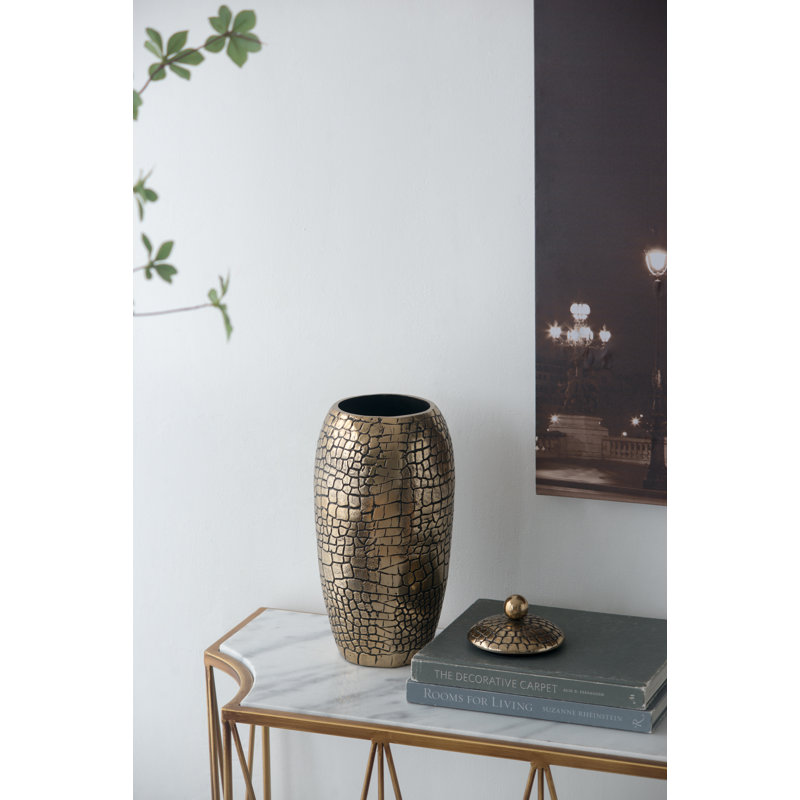 Adreian Metal Decorative Urns & Jars, Gold, 18" H x 7" W x 7" D