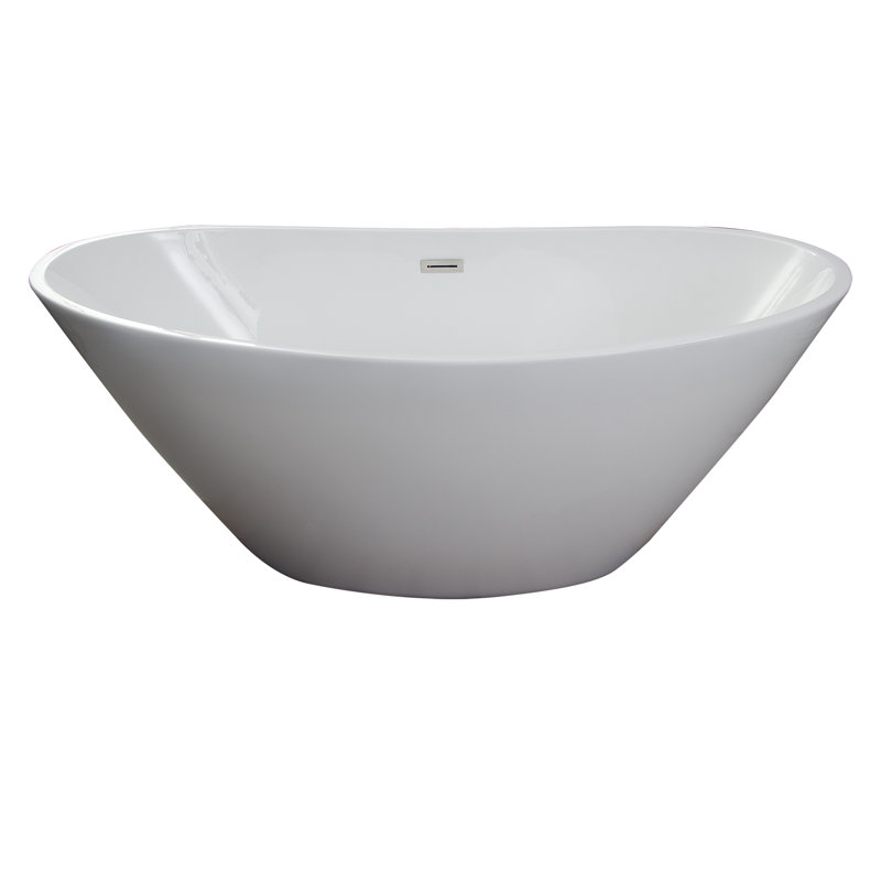67.25'' x 30.75'' Freestanding Soaking Acrylic Bathtub, Polished Chrome