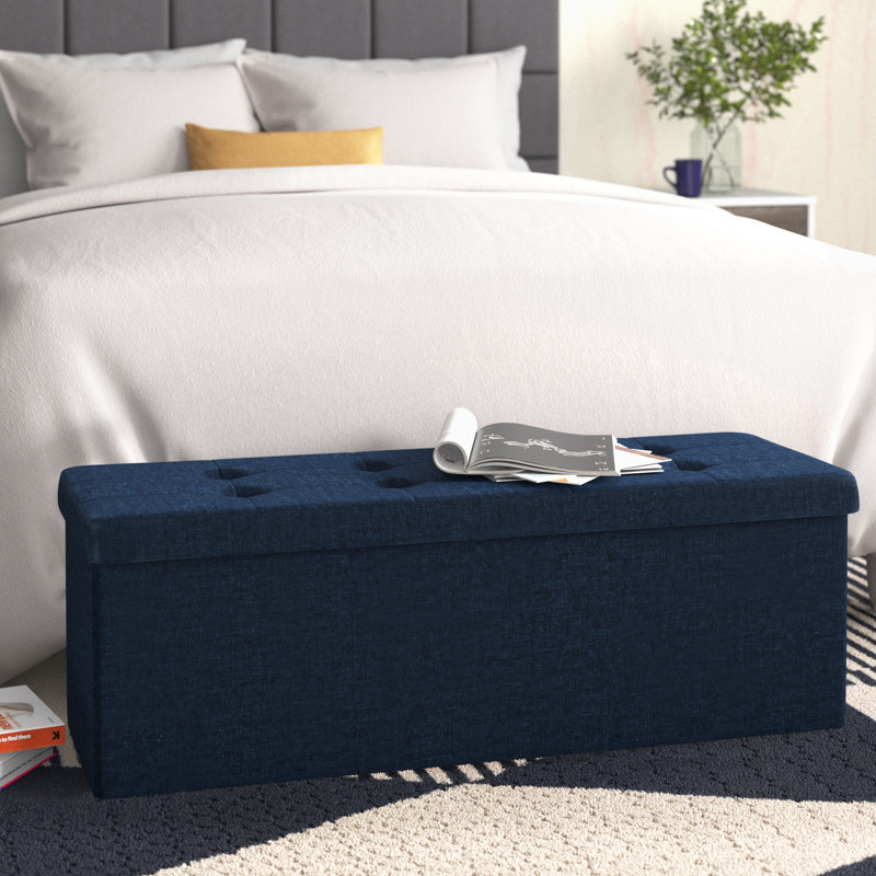 110x38x38cm Fabric Upholstered Bench, Navy