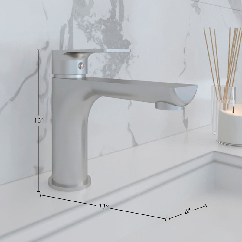 DAX Single Handle Brass Bathroom Faucet, Nickel
