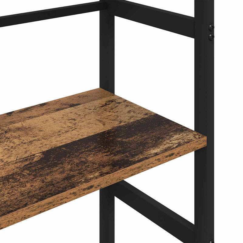 Steel Etagere Bookcase, Old Wood, (2 Shelves) 81cm. H x 40cm. W x 29.5cm. D