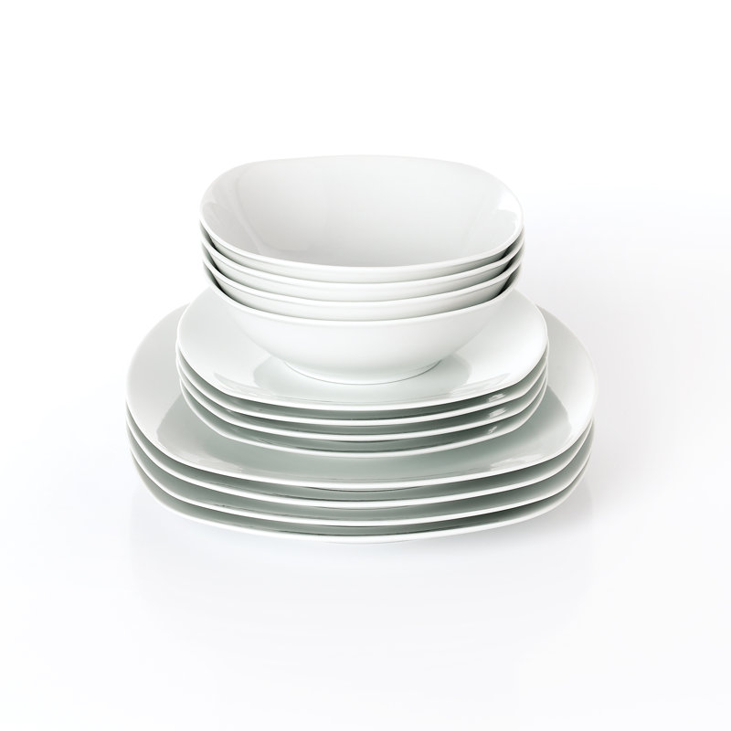 Waterside 12pc White Square Porcelain Dinner Set