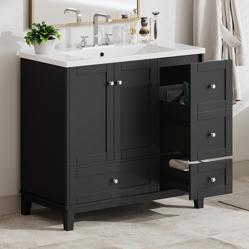 Base de meuble-lavabo simple 36 po seulement, Noir