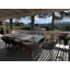 Ensemble repas pour 10 personnes en osier avec table rectangulaire, coussins et coussins inclus