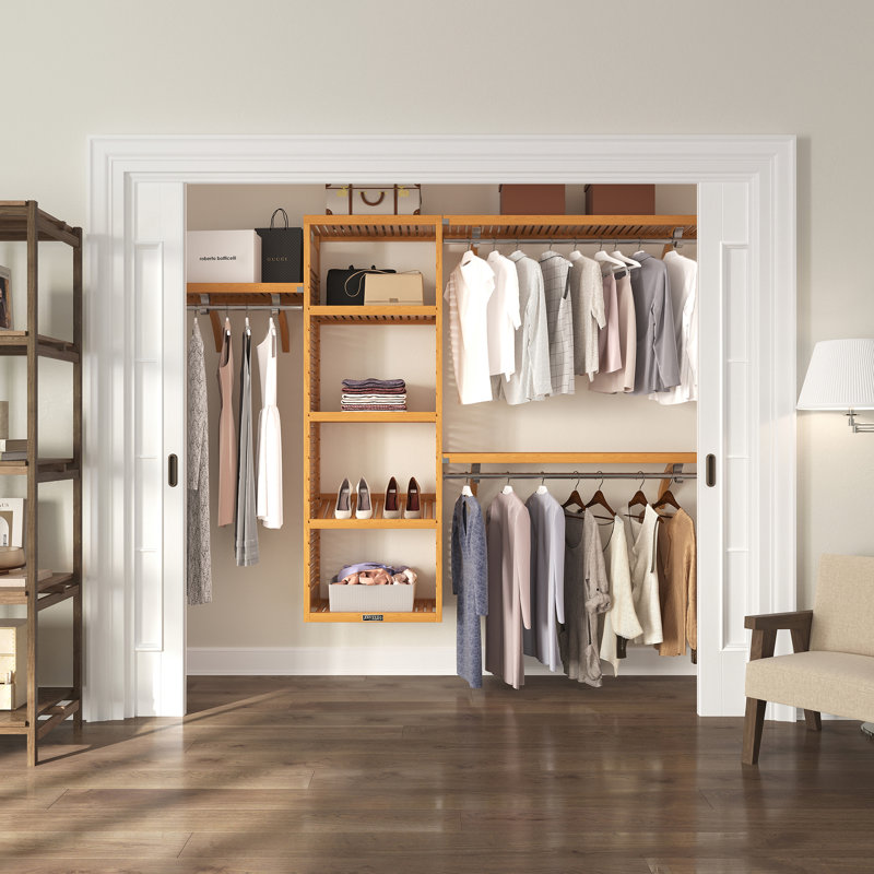 John Louis Home Solid Wood Walk-In Closet System, Honey Maple