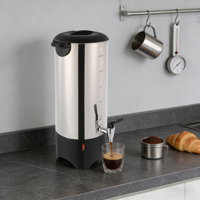 Cafetière de grande capacité (8,3 L) à température réglable, en acier inoxydable, idéale pour les événements traiteurs, les hôtels, les restaurants et les bureaux.
