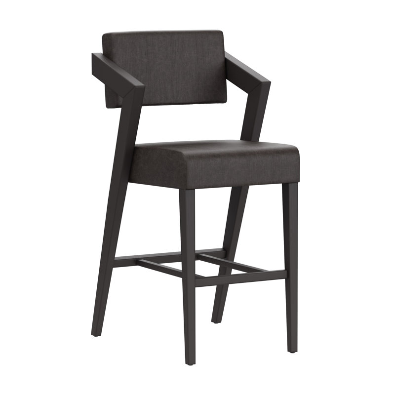 Kynlee Upholstered Counter Stool, Blackwash, Bar Stool (30" Seat Height)