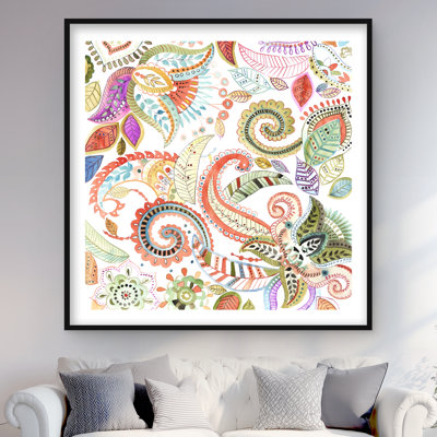 Watercolor Paisley Floral - Kitchen Shapes Framed Print