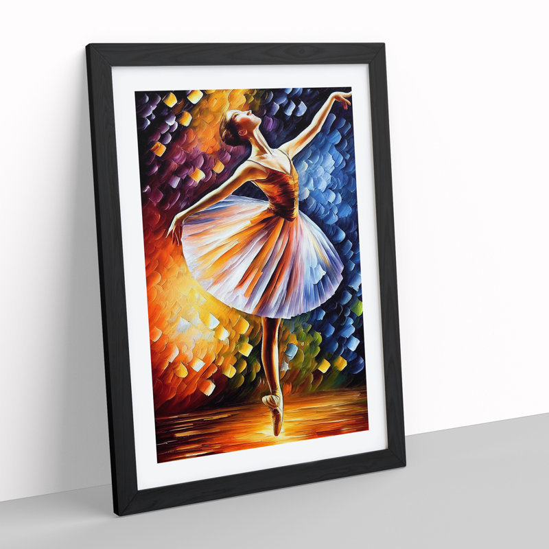Ballerina Dancer No.7 - Single Picture Frame Painting, Black Framed, 34cm H x 25cm W x 2cm D