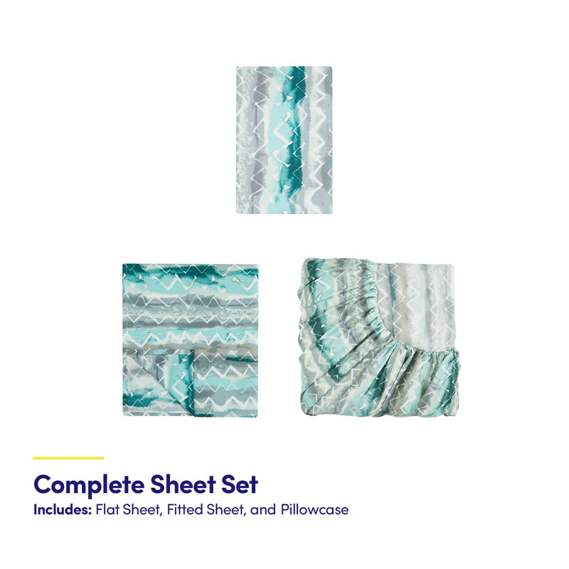 Summerset Microfiber Striped Sheet Set, Twin Sheet Set with 1 Pillowcase