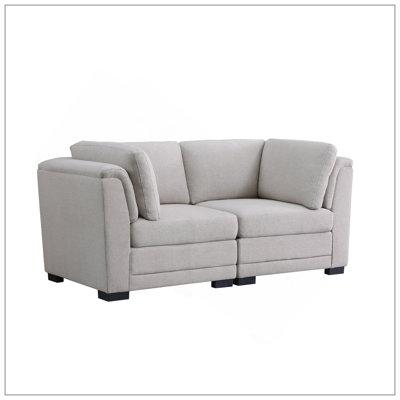 Kristin 70.5" Light Gray Linen Fabric Loveseat