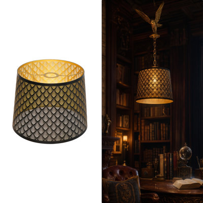 33.5 cm H Cylinder Lamp Shade ( Clip On ) in Black