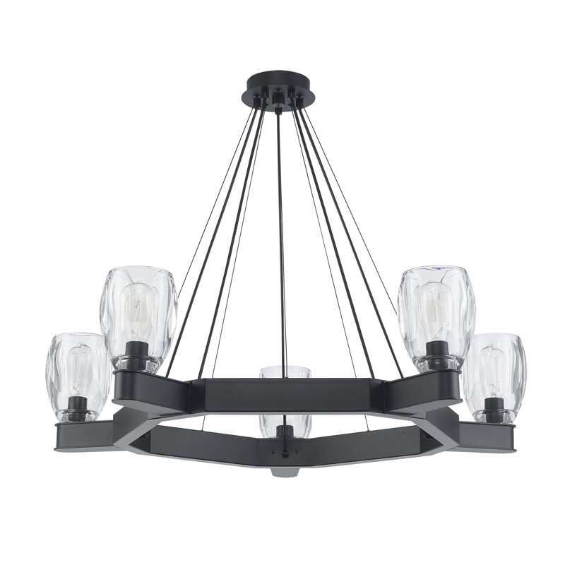 Lustre de salle à manger à roue variable à 5 lumières Jamael
