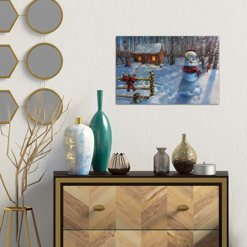 Moonlit Cabin Retreat - Wrapped Canvas Print, 66.04 cm H x 45.72 cm W x 1.91 cm D