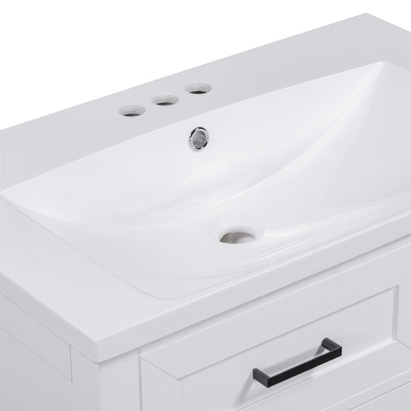 Meuble-lavabo 30 po avec lavabo, Blanc, Noir