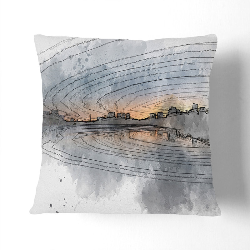 Abstract Square Cushion, Black, 55cm H x 55cm W x 20cm D