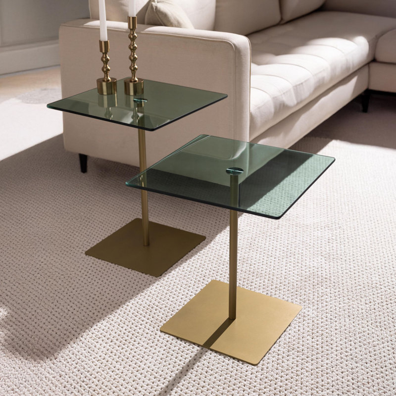 Ensemble de tables basses, Vert, Doré