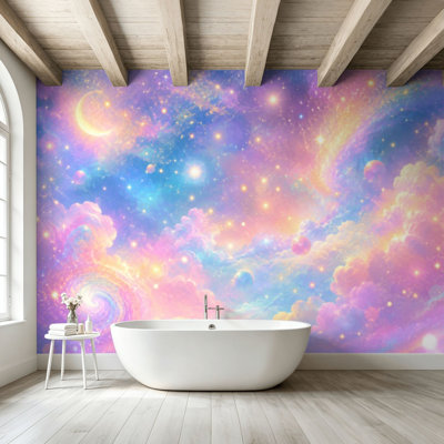 Peel and Stick Wallpaper Wall Mural Holographic iridescent rainbow color glitter shiny seamless Wall Art Self Adhesive and Removable
