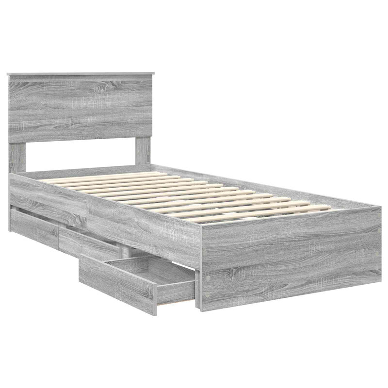 Bed Frame, Single (3'), Grey Sonoma