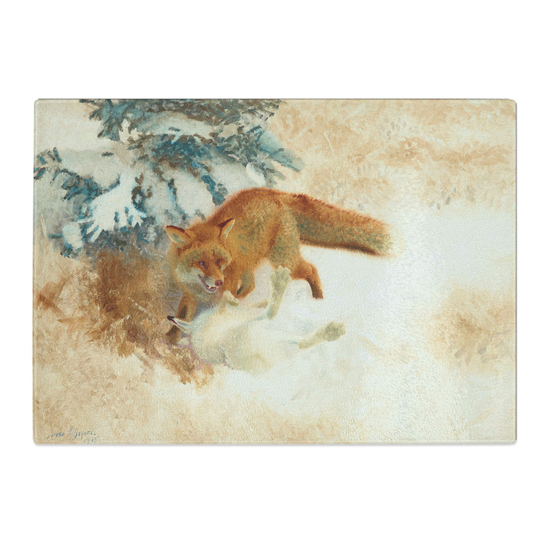 Fox with Hare by Bruno Liljefors Chopping Board