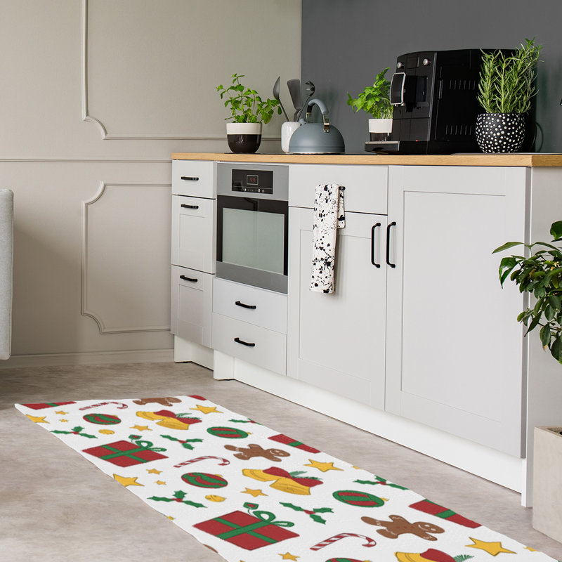 Tapis vert/rouge/jaune fait main, Tapis de couloir 2 pi x 8 pi