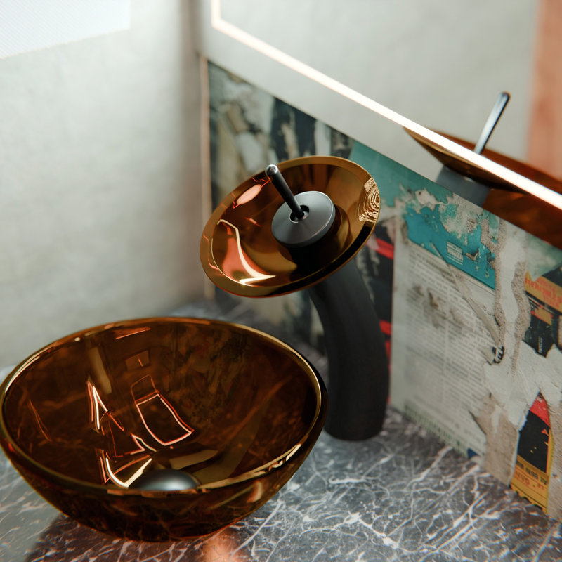 Robinet de lavabo vasque avec bonde Falls, Bronze frotté à l'huile, Brun
